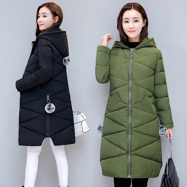 

winter cotton 2019 new fashion hooded warm down coat mujer basic jackets female women coat, Black