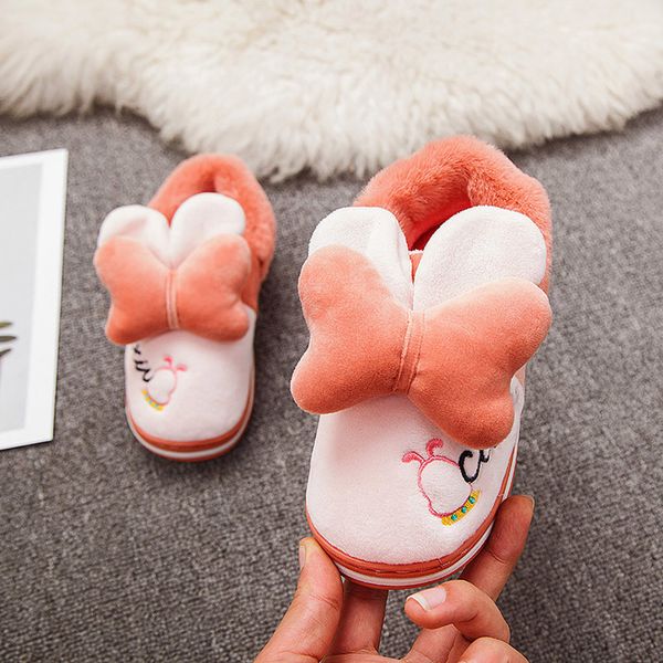 

baby girls winter home slippers comfortable soft cotton flat shoes children lovely bow-knot indoor ankle boots girl warm slipper, Black