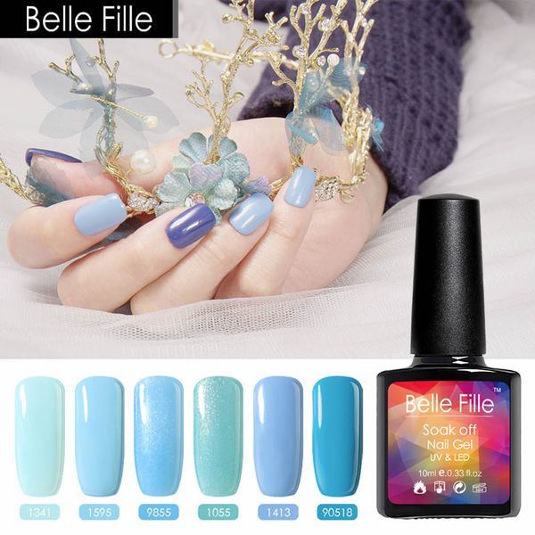 

belle fille 10ml blue series colors gel nail polish nail art vernis semi permanent varnish uv soak off gel polish lacquer, Red;pink