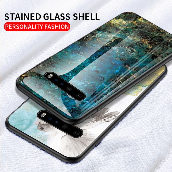 

suitable for lg g9 v60 mobile phone protective cover g8 thin new g7 6 5 anti-fall marble pattern tempered glass designer phone case