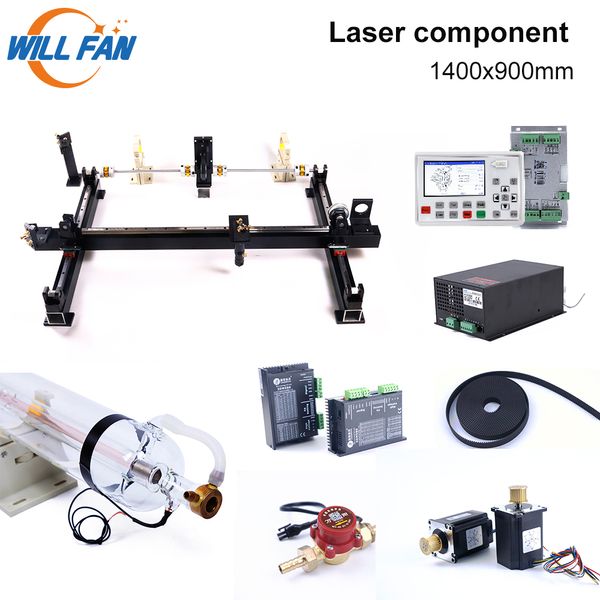 Vai fã 1400x900mm DIY 80W 100W Kit Laser Guia Linear todo Mecânico AWC708S Montar Máquina de gravura de cortador de laser CNC CO2