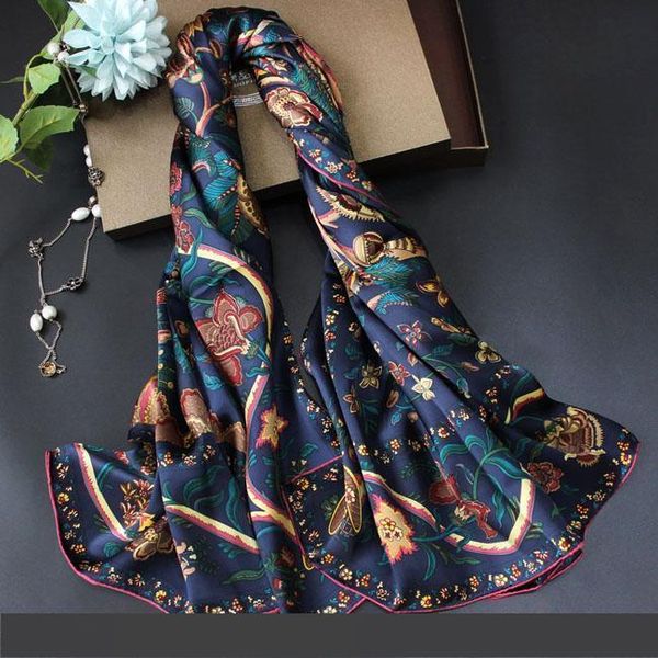 

2020ss большие шарфы высокое качество шелковые шарфы весна лето пляж coverup 140*140см модный дизайн цветочный принт глушители зима шеи тепл, Blue;gray