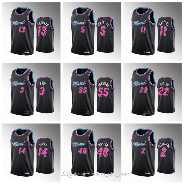

2020 miami heat men tyler herro black 2019-20 vicewave basketball jersey bam adebayo kendrick nunn jimmy butler goran dragic haslem, Black;red