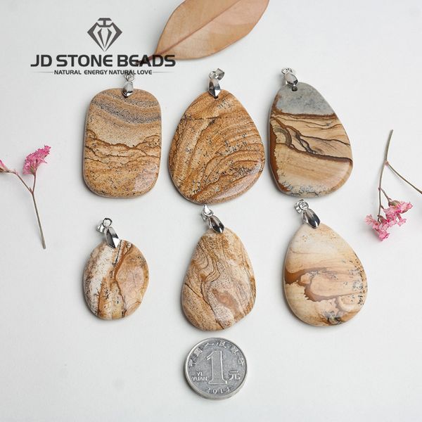 

natural picture jasper pendant personal design gifts accessory, Silver