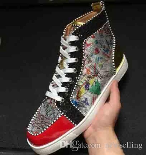 

2018 graffiti red bottom mens women shoes rantus orlato sneakers high cut trainers camouflage designers 35-46