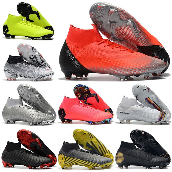 

Mens High Ankle Football Boots Superfly 6 Elite FG Soccer Shoes Cristiano Ronaldo CR7 Mercurial Superfly VI 360 Neymar NJR Soccer Cleats