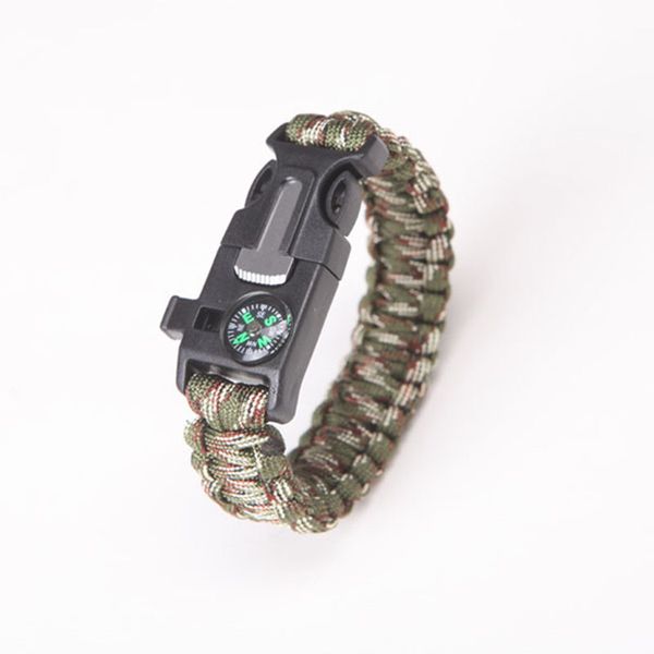 

multi functional emergency paracord bracelet survival parachute without flint outdoor scraper whistle buckle jewelry men women