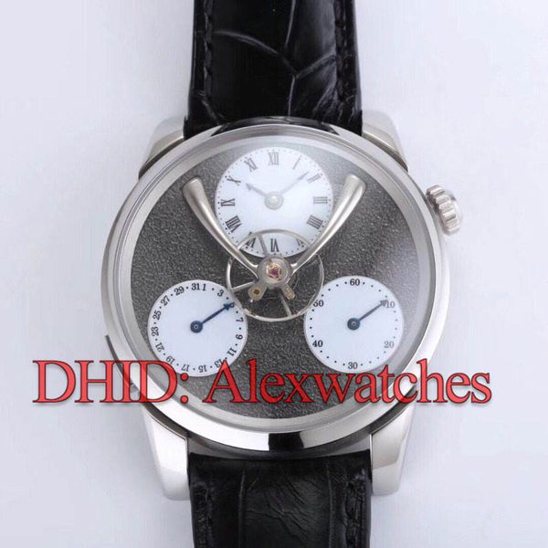 

luxury mens designer watches legacy machine split escapement mechancial automatic watch 43mm steel case sapphire leather band montre de luxe, Slivery;brown