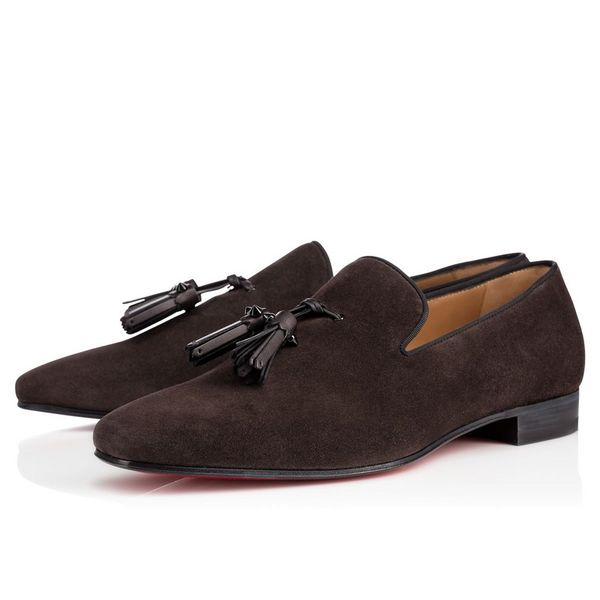 

new party dress wedding slip on loafers shoes for man dandelion tassel sneaker shoes red bottom oxford shoes luxury men's leisure flat, Black