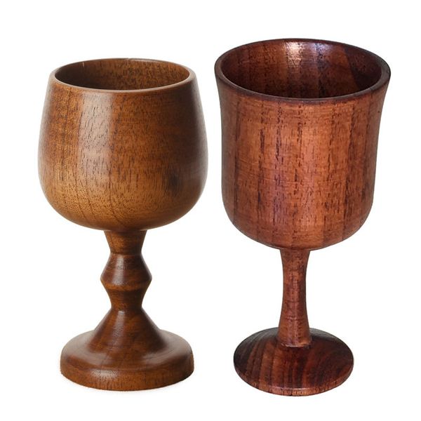 

wooden wine goblet vintage drinking cup portable beer tea coffee mug for kitchen bar