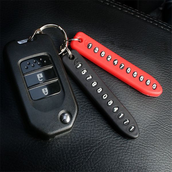 

1 set anti-lost phone number plate car keychain vehicle phone number card for keyring key chain car ornament accessories