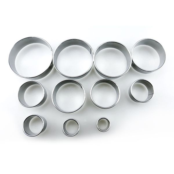 

11pcs/set stainless steel round cookie biscuit cutters circle pastry cutters metal baking circle ring molds for fondant cake #96