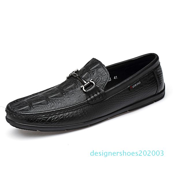 

fashion designer genuine leather printed shoes mens leather flats men driver loafers slip on handmade moccasins men shoes d03, Black