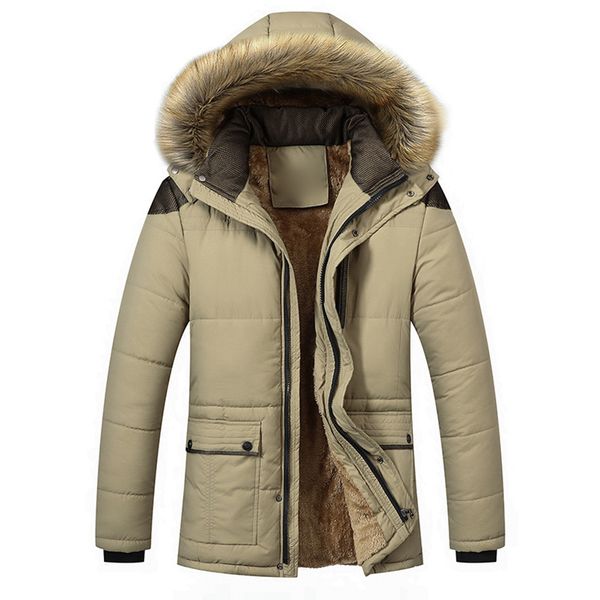 

fashion men casual jacket hooded winter thick coat parka overcoat hoodie m-5xl, Black