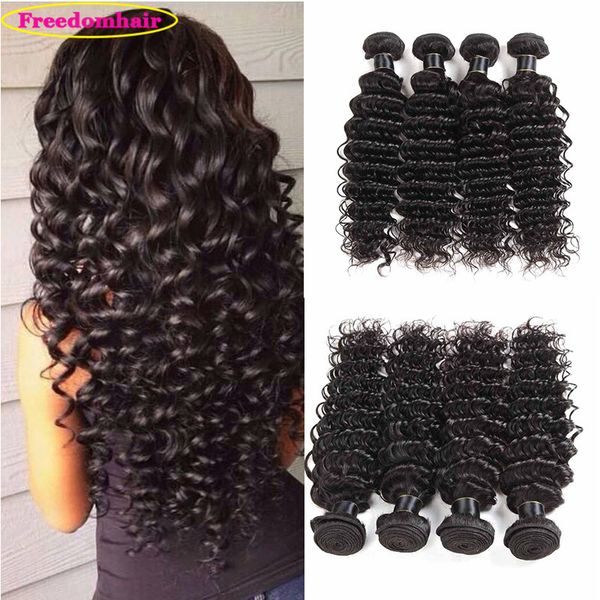 

mink brazilian deep wave human hair weave 8a brazilian virgin human hair bundles deep wave brazilian hair bundles deep wave 4pcs lot, Black
