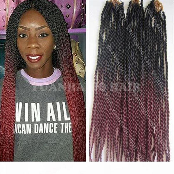 

mambo twist кос наращивание волос 24inch черный бургундии ombre плетение волос africian американцев синтетический сенегальский twist free sh, Black