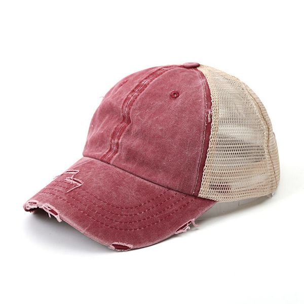 

solid baseball cap adjustable denim distressed trucker snapback ponytail hat sunshade washable hat cap 7 colors ljjk2033-1, Yellow
