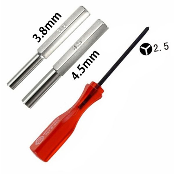 

1 set 3.8mm + 4.5mm + triwing security screwdriver bit set for nes snes n64 game boy wii screw driver repair tools