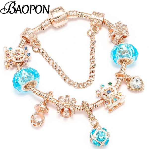 

baopon colorful ferris wheel charm bracelets with love heart pendant fine bracelets bangles for women xmas gift dropshipping, Golden;silver