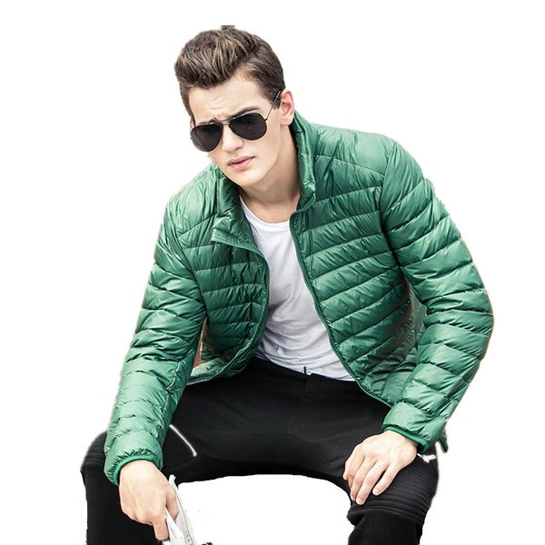 

autumn winter jacket men 2018 duck down jackets ultra light thin down coat mens casual warm stand collar jacket wlf118, Black