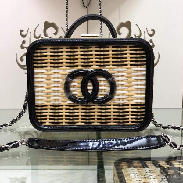 

designers 2019 matelasse vanity bag a93343 rattan cane vanity bag hand shoulder box case size:21*16*8cm