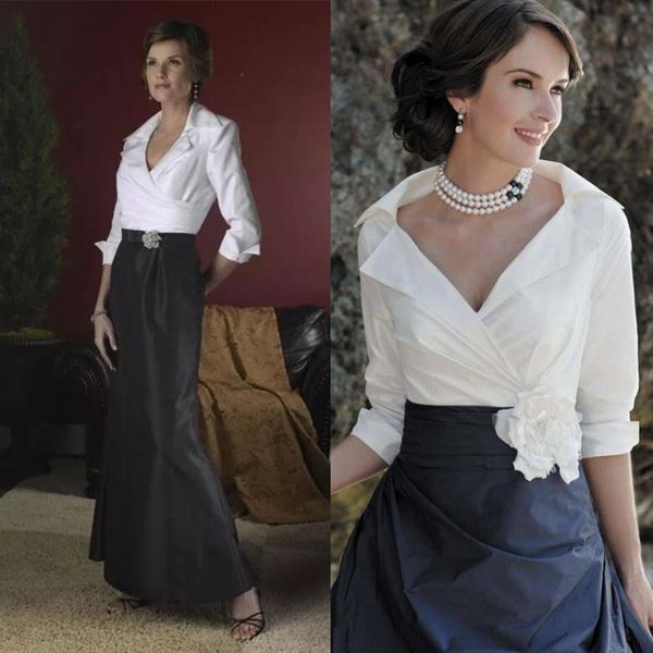 

elegant plus size mother of the bride dresses groom v-neck custom made long sleeve mother formal evening party dresses, Black;red