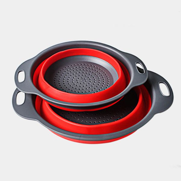 

new foldable silicone colander fruit vegetable washing basket strainer collapsible drainer with handle kitchen tools