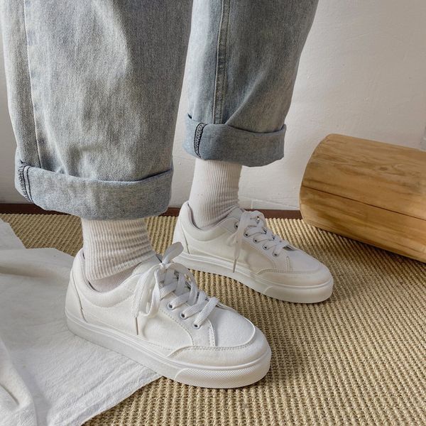 

women korean shoes round toe casual female sneakers all-match espadrilles platform flats 2020 new cross small summer dress, Black