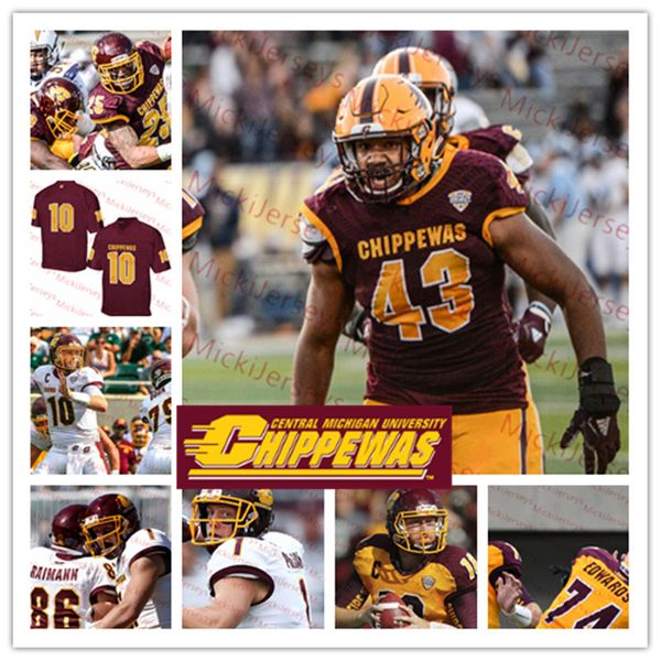

Mens Custom Central Michigan Chippewas Football Jersey Tony Poljan Deron Irving-Bey JaRaymond Hall Brandon Brown Jerrod Davis CMU Jersey