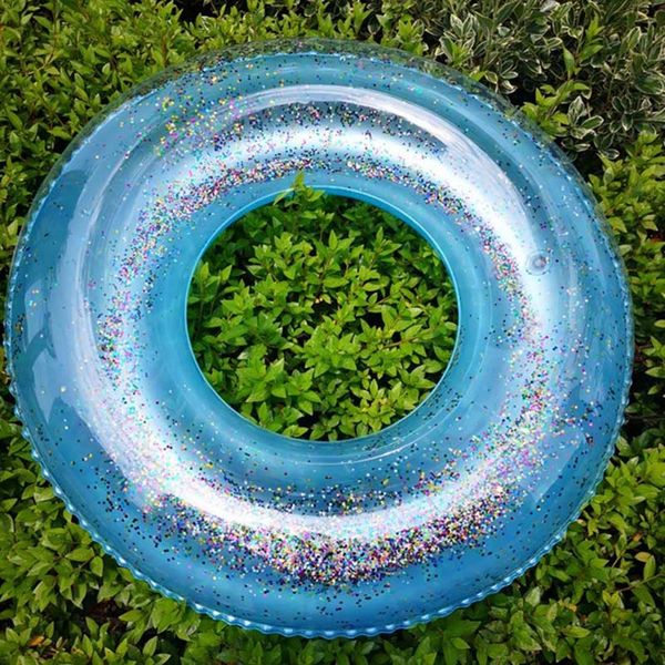 

55cm selling life buoy transparent inflatable swim tube glitter raft round swim ring for summer pool dumbbells