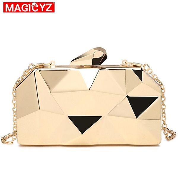 

magicyz золото акриловые box геометрия сцепление вечерней сумка elegent цепь женщина сумка для партии сумка для свадьбы / свидание / party