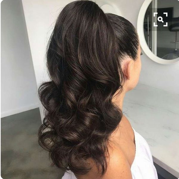 

body wave ponytail 100% human hair drawstring ponytail hair pieces with clips in for women brazilian non remy hair 1 piece 160g, Black