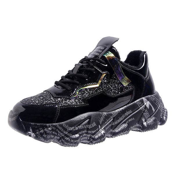 

lace-up mesh chunky sneakers graffiti sepatu breathable sneakers women massage running shoes height increasing deportivas mujer