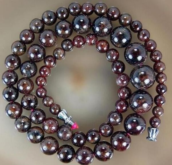 

gt;&gt;5-11mm natural garnet round beads necklace 17, Silver