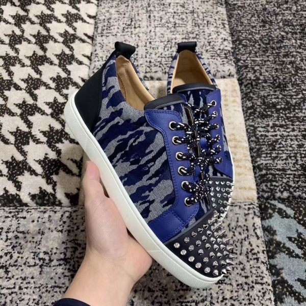 

originals box, 1,1] камуфляж denim кожа шипы юниор кроссовки red bottom low top casual walking совершенно новая свадьба, платье, партия, Black
