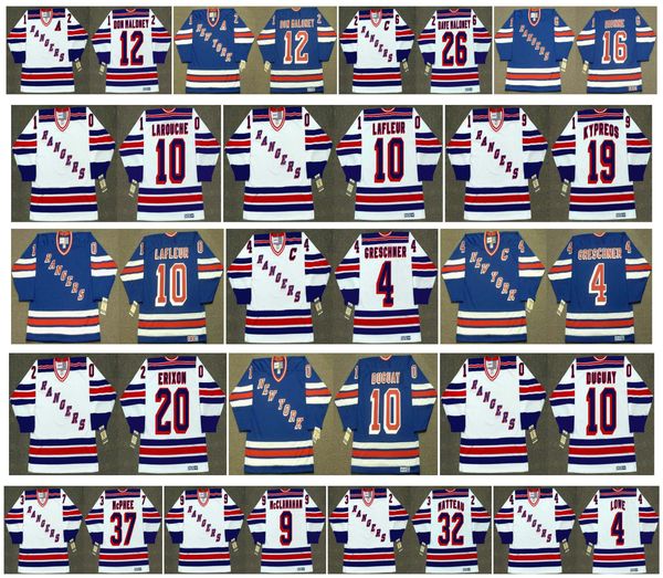

vintage new york rangers jersey 26 dave maloney 16 marcel dionne 37 george mcphee 9 rob mcclanahan 32 stephane matteau 4 kevin lowe hockey, Black;red
