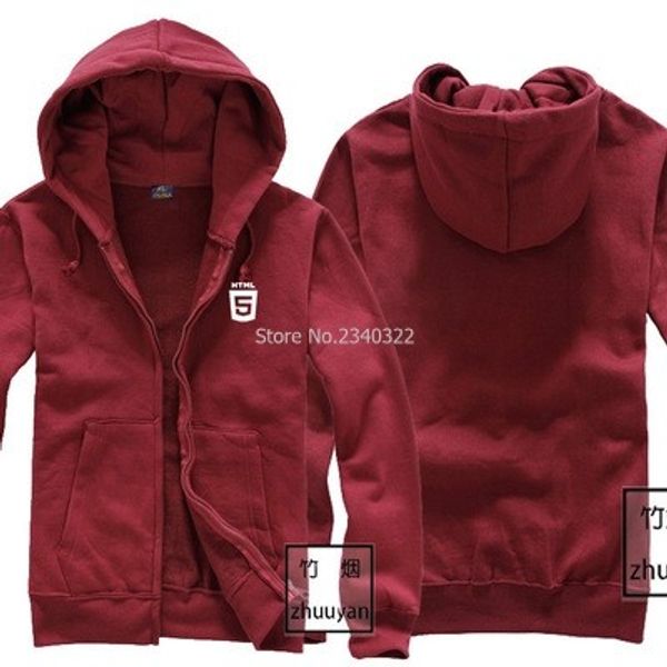 

winter autumn men's woman fleece jacket it programmer website html5 sweatshirt new zipper hooded it fans html 5 coats, Black