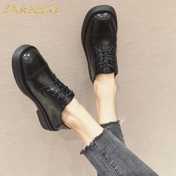 

sarairis 2020 square heels comfortable shoes woman pumps female lace up spring/autumn casual pumps women shoes, Black