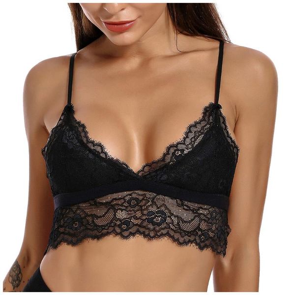 

женская мода сплошные цвета перспектива v шеи без рукавов бюстгальтер сексуальное женское белье кружева бесшовные беспроводные бюстгальтеры, Red;black