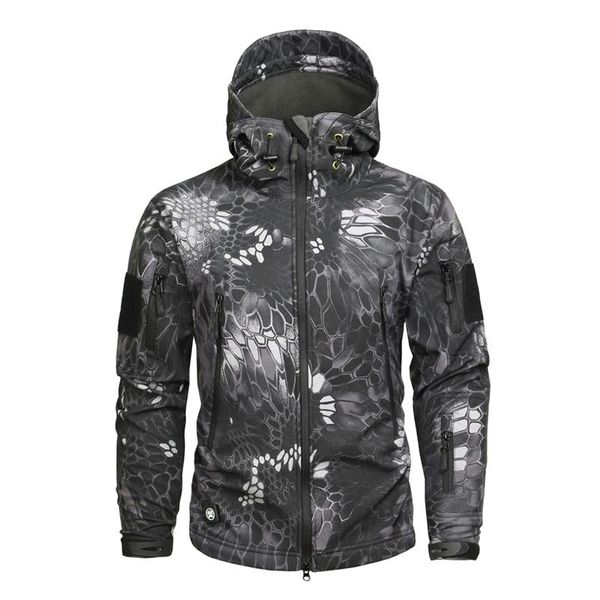 

brand clothing men military jacket us army tactical sharkskin softshell autumn winter outerwear camouflage jacket and coat elastic, Black;brown
