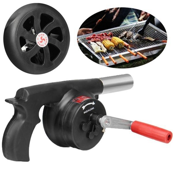 

outdoor cooking bbq fan air blower for barbecue fire bellows hand crank tool for picnic camping stove accessories