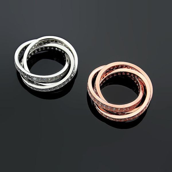 

2020 designer titanium steel jewelry ca letter three ring full diamond ring three ring, Silver