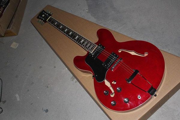 

wholesale new style g lp custom semi-hollow left handed red jazz electric guitar