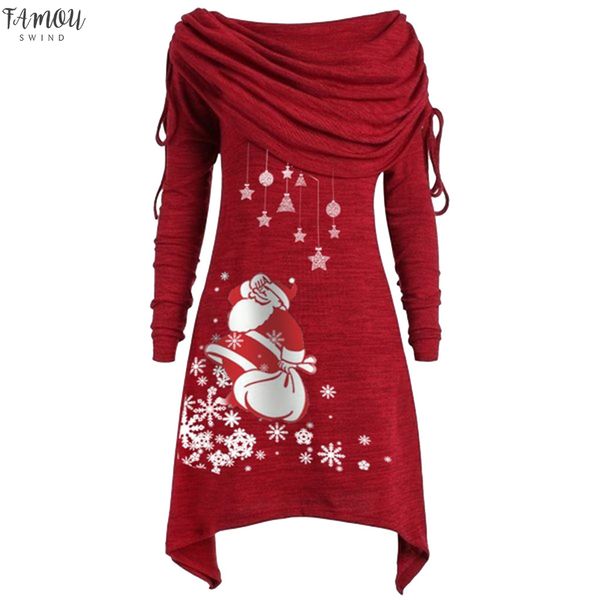 

2020 christmas blouse plus size womens fashion solid ruched long foldover collar tunic blouse irregular blusa feminina @47, White