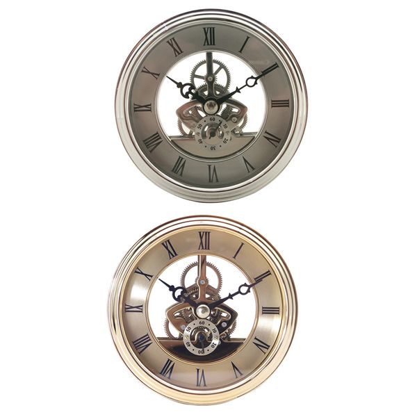 

2 pieces dial roman numeral watch quartz clock insert movement diy parts battery operated, Slivery;brown