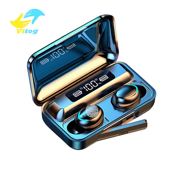 

vitog f9-5c tws wireless bluetooth earphone 5.0 touch headphones earbuds 9d stereo sport music waterproof led display headset with mic