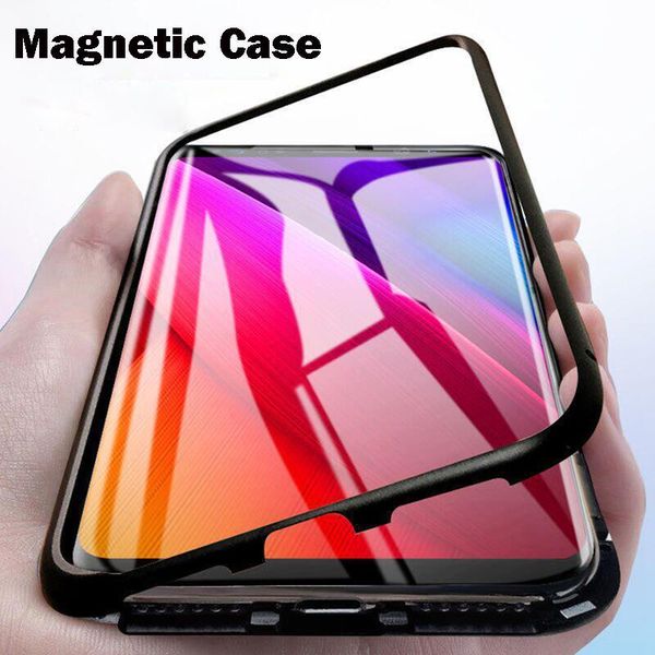 

magnetic adsorption metal case for xiaomi mi 9 se 8 lite f1 9t cc9e a3 for redmi note 7 5 6 pro 7a 6a k20 glass protective cover