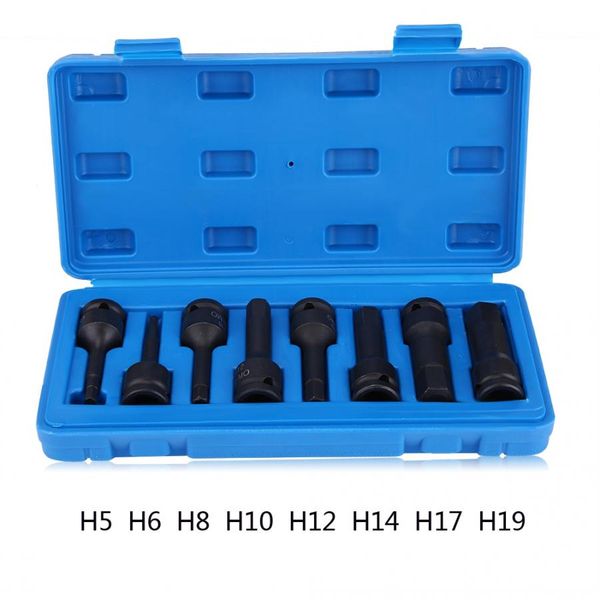 

8pcs 1/2" inch drive air allen hex key bit socket set h5 / h6 / h8 h10 h12 h14 h17 h19 car socket hex bit set