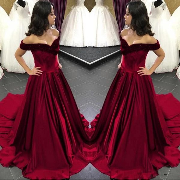 Burgundy Off The Shoulder Vestidos Simples Longo A Linha Prom Dress Ocasiões especiais Wear Vestidos De Fiesta