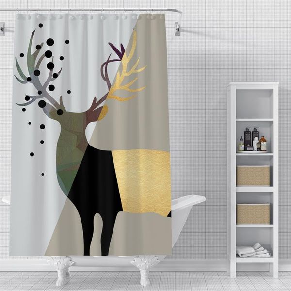 

custom long deer waterproof shower bath curtain printed bathroom decor various sizes#2020-06-04-2
